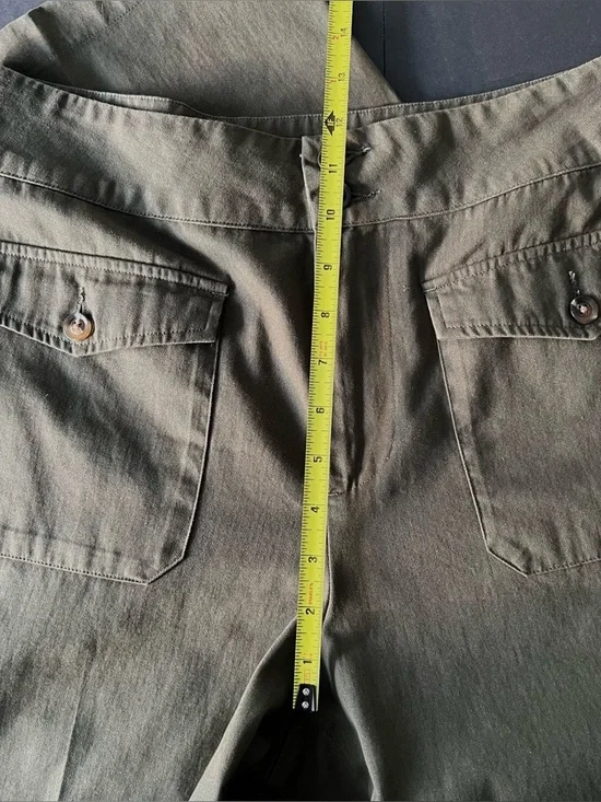 Who What Wear Olive Green Wide Leg Pants High Rise Cotton Trousers 27" Inseam - Picture 9 of 11